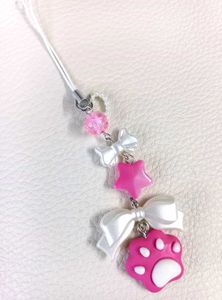 Handmade Cat Paw Phone Charm with Star and Bow