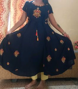 Attractive Blue Kurti With Embroidery