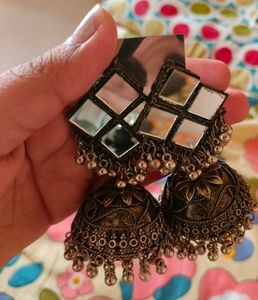 Black Metal Heavy Jhumka For Women