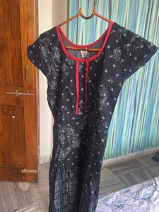 Navy and White Cotton Dress