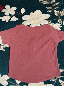 Cute Ribbed Top with Buttons