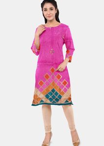 Pink Printed Kurta Unstitched
