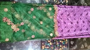 Beautiful Double Shade Saree Purple And Green