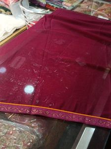 Maroon Embroidered Saree