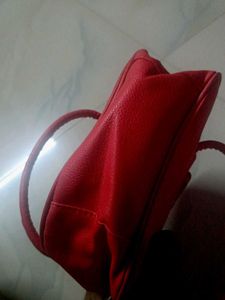 Red Faux Leather Handbag
