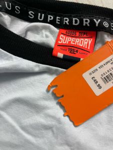Superdry White &amp; Black Oversized Cotton T-Shirt