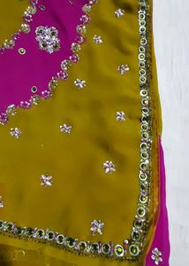 Beautiful Party Wear Kundan Saari With Blouse