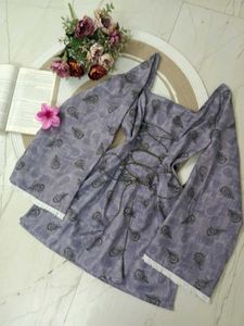 🆕 Peacock Print Corset short kurti ✨🎀
