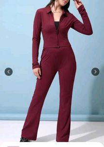 Burgundy Ribbed Knit Set