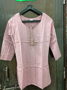 Pink Short  Chikankari Kurti