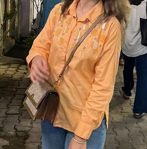 Orange Embellished Shirt