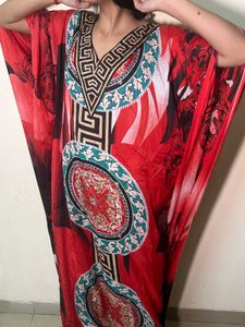 Red Printed Kaftan Dress