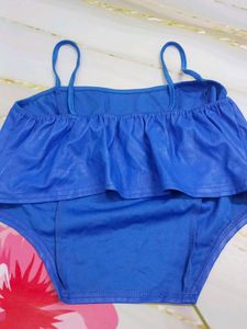 (200)Blue Faux Leather Bodysuit