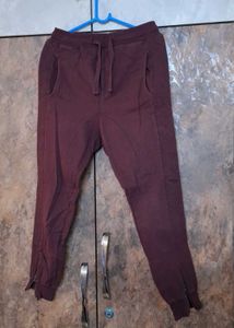 Burgundy Zip Ankle Joggers