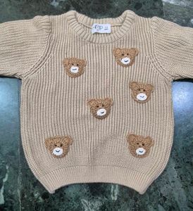 Cute Bear Applique Knit Sweater kids 1-2 years