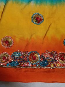 Heavy Work Partywear Multicolour Silk Saree