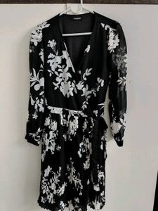 Harpa Black A-line Wrap Dress