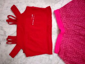 Long Skirt With Red Top