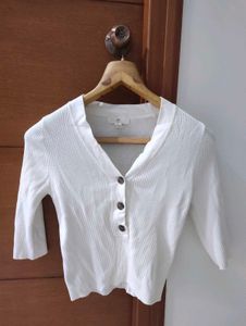 H&M White Old Money Ribbed Top