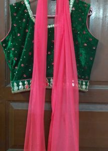 Green &amp; Pink Lehenga Choli