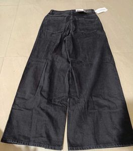 Allen Solly Black Wide Leg Denim Jeans, 30 Size