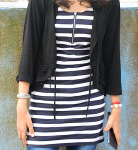 Black And White Stripes Bodycon Dress