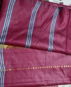 Burgundy &amp; Gold Saree Fabric
