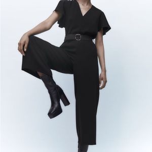 Chic Black Belted Jumpsuit