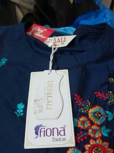 Embroidered Navy Blue Color Kurti 2xl Size &amp;Paplum