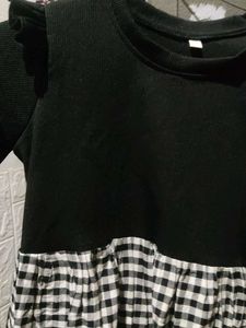 Girls Black Checkered Dress