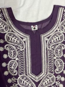Purple Embroidered Kurti
