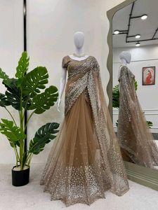 Beautiful Sequence Work Net Saree