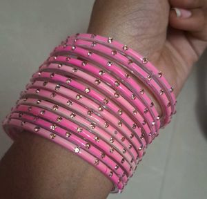 Pink Crystal Bangles