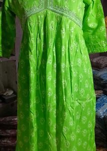 Green Printed Nyra Cut Dress