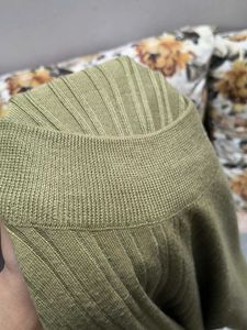 Olive Green Striped Knit Sweater