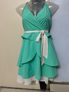 Pintrest Mint Green Ruffle Mini Dress