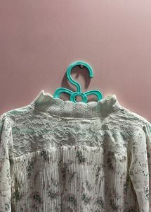 Floral Lace Pleated Blouse