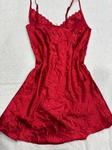 Red Satin Slip Dress