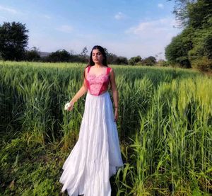 Y2k White Retro Vintage Korean Flared Long Skirt