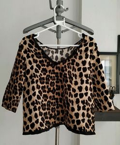 Zara Tan And Black Blouse