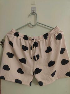 Cute Heart Pink Lounge Shorts Night Suit