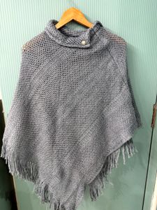 Grey Soft  Poncho Cape For Women