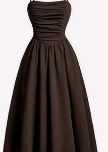 Vintage Retro spaghetti strap chocolate Brown Fit