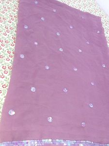 ✨ Lavender Georgette Saree with Shimmering Sequins