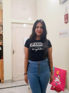 Black Casual Cotton Printed T-Shirt