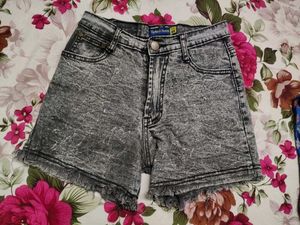 Grey Denim Shorts