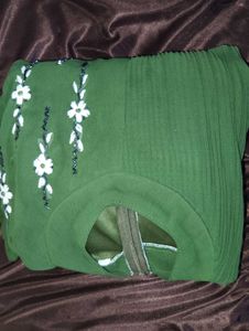 Olive Green Floral Pleated Top