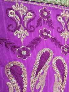 Purple Embroidered Saree