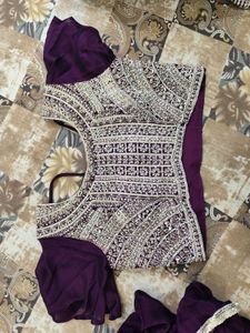 Purple Embellished Lehenga Set With Heavy Cannes