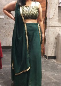 Indya Green Crop Top And Palazzo Set